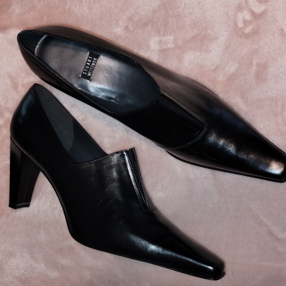 Stuart Weitzman Black Leather Heels - Picture 1 of 16